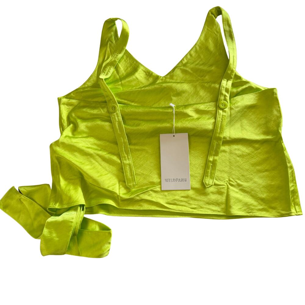 WILDFANG Empower Satin Cami Neon Green M NWT $68 - Picture 2 of 5